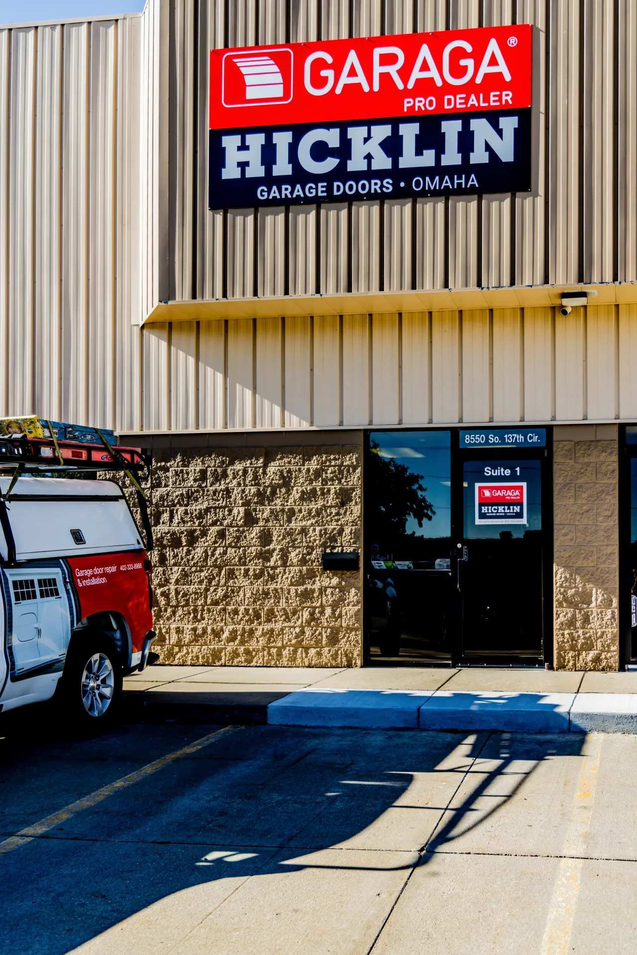 Exterior of the Hicklin Garage Door Omaha office